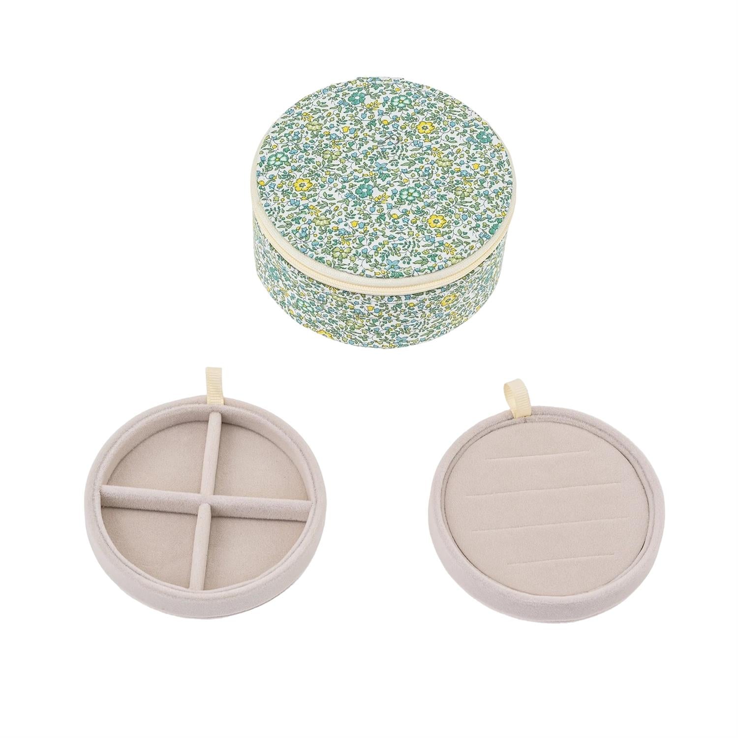 Bon Dep Jewelry Box Round Smykkeskrin Grønn Mønster